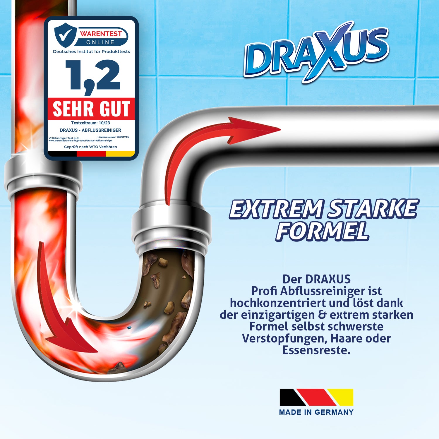 Rohrreiniger - Profi Abflussreiniger extra Stark für Extremfälle - 1L Rohrreiniger - Profi Abflussreiniger extra Stark für Extremfälle - 1L